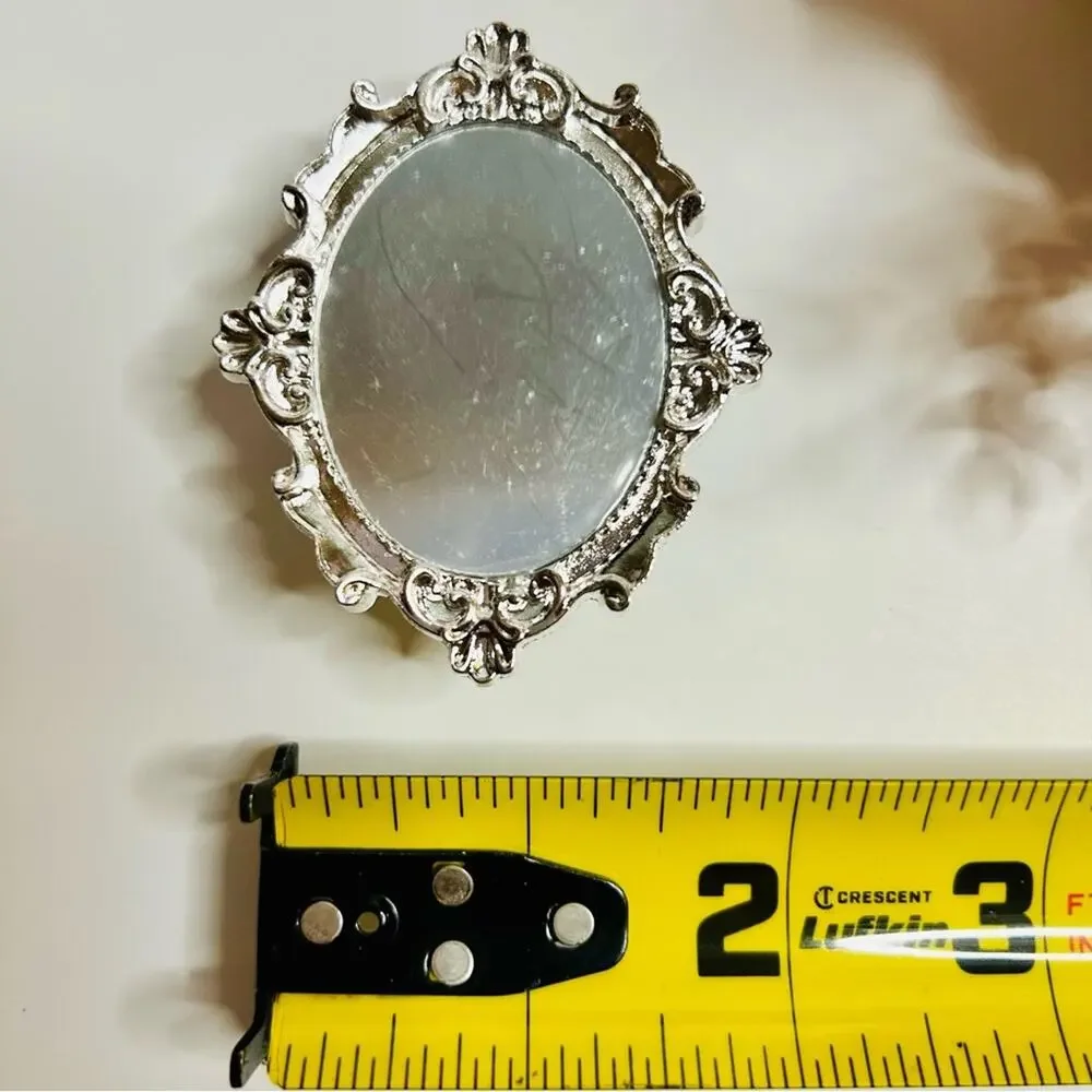 NWT Vintage Style Mirror Phone Grip Silver Ornate Aesthetic Stand